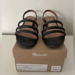 Madewell Multistrap Slingback Sandals. Black. Size 7.